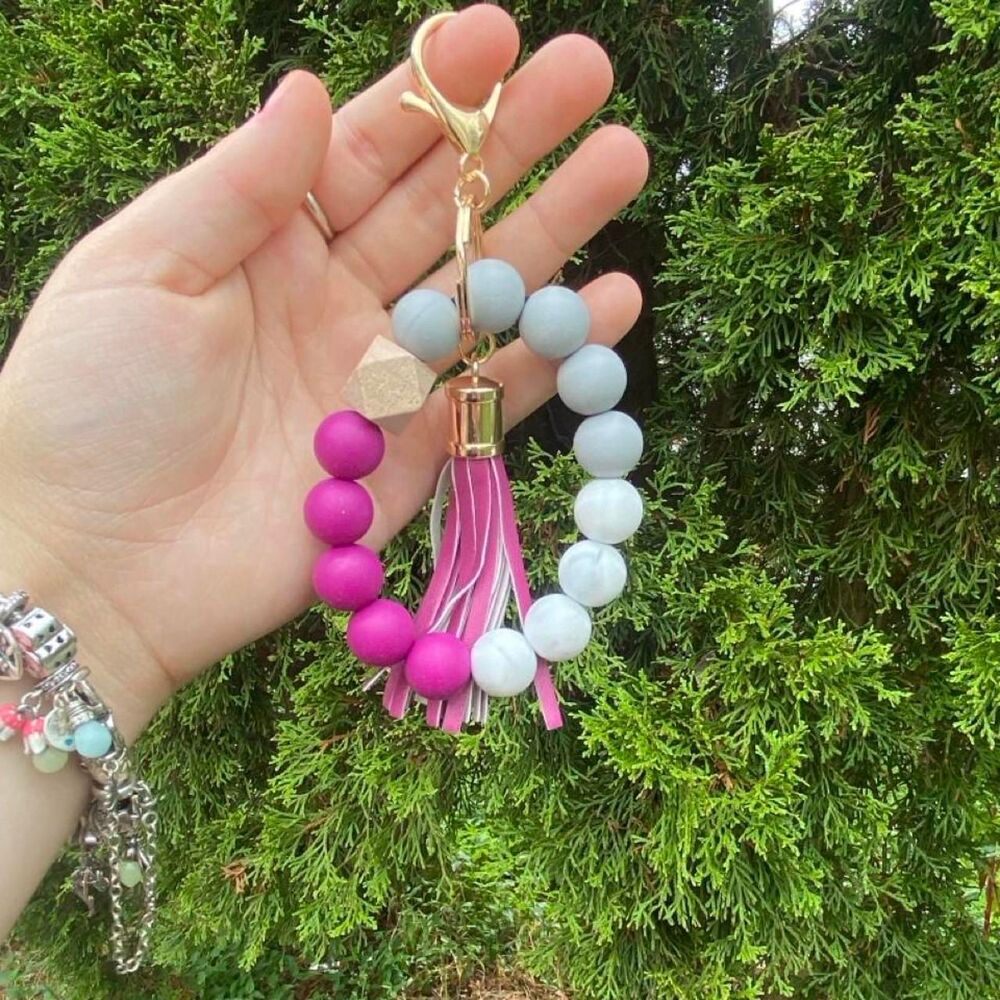 Pink Beaded keychain